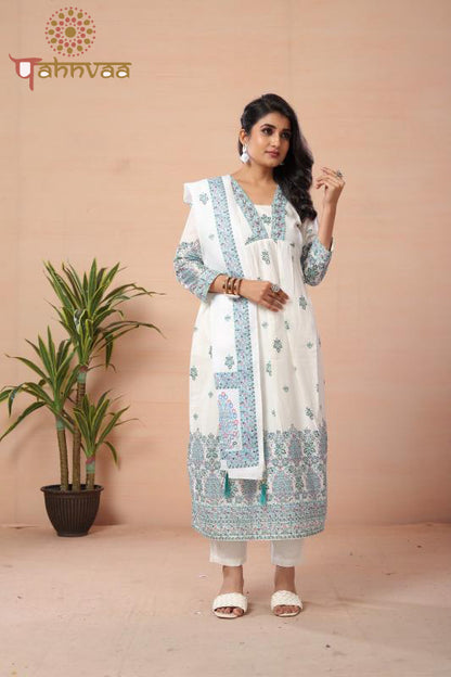 Pure Mul Cotton Handwork Kurta Set