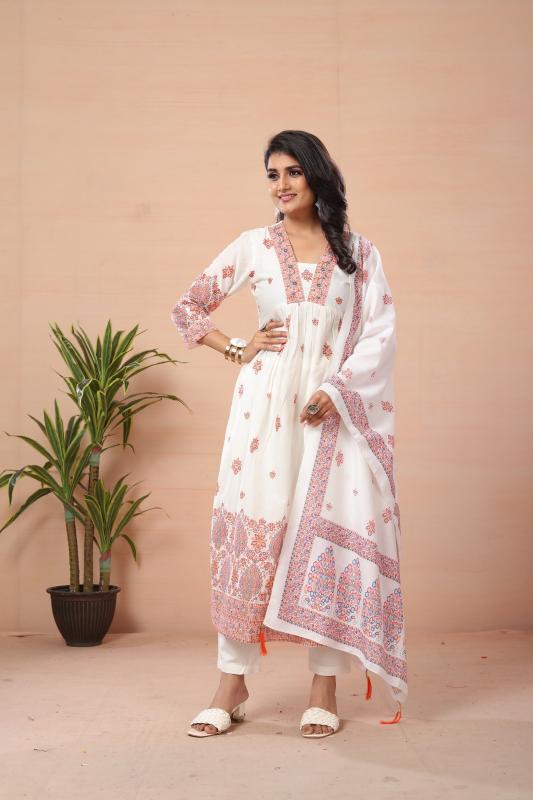 Pure Mul Cotton Handwork Kurta Set